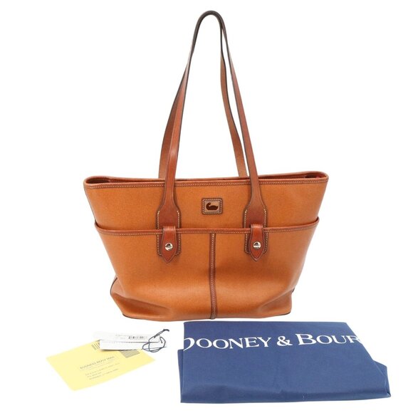 Dooney & Bourke Double Pocket Tote Tan Leather Bag Handbag - Picture 1 of 13